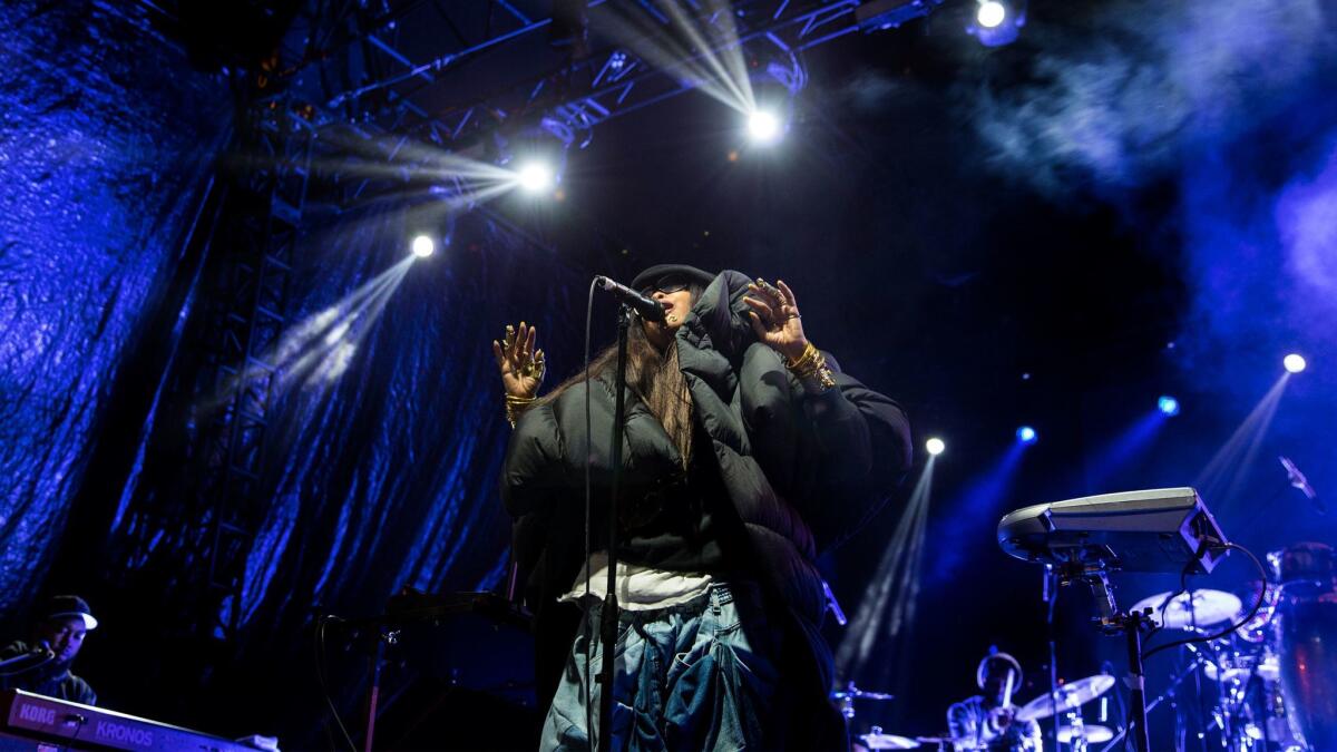 Erykah Badu performs during the inaugural Soulquarius festival at the Observatory grounds Saturday in Santa Ana.