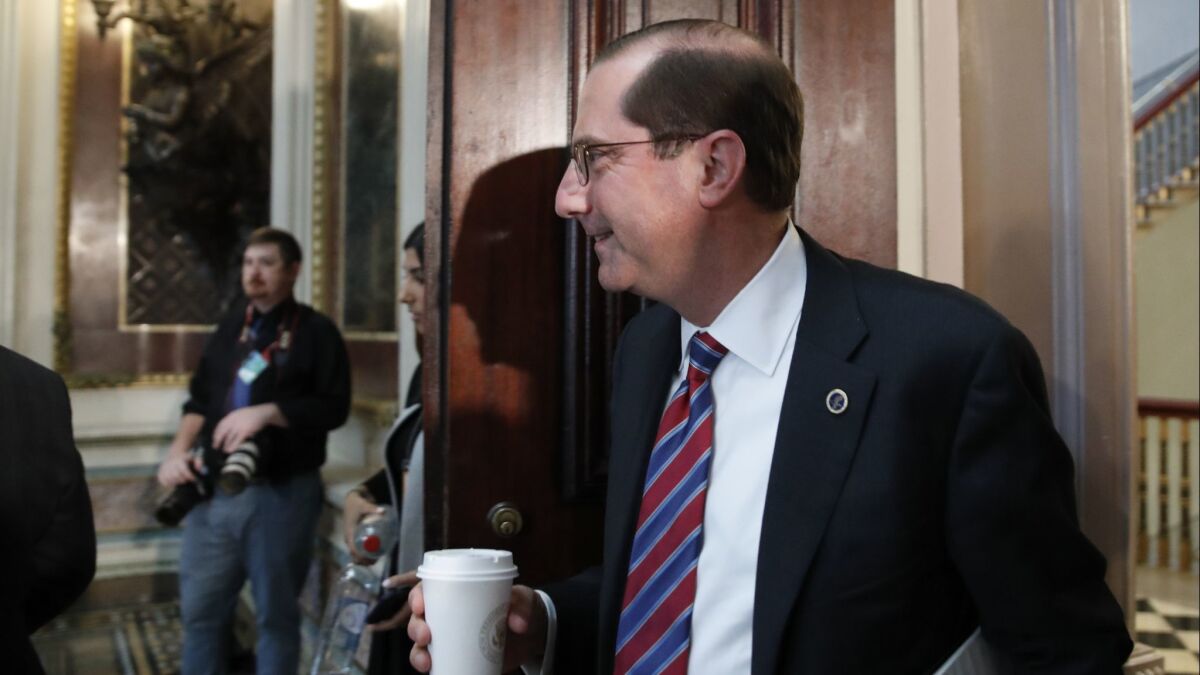 Union buster? Health and Human Services Secretary Alex Azar arrives for a meeting in Washington, D.C., last week.