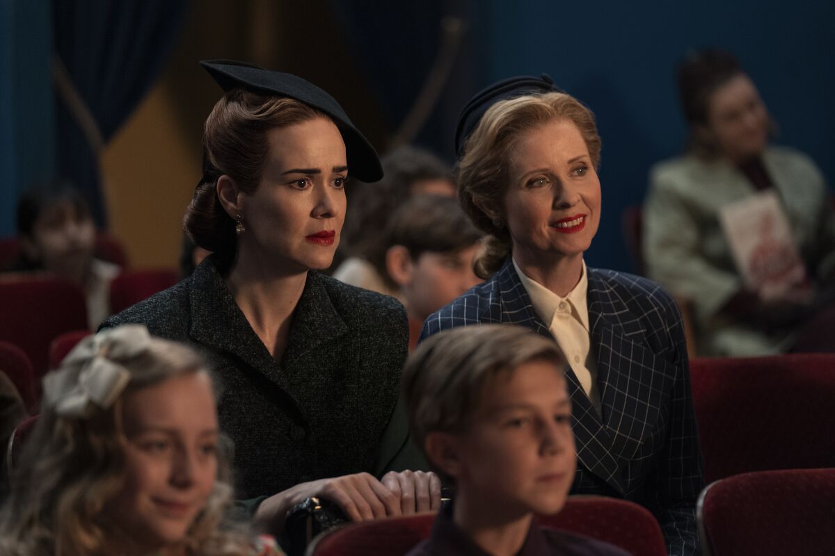 Sarah Paulson, left, as Mildred Ratched and Cynthia Nixon as Gwendolyn Briggs in "Ratched."