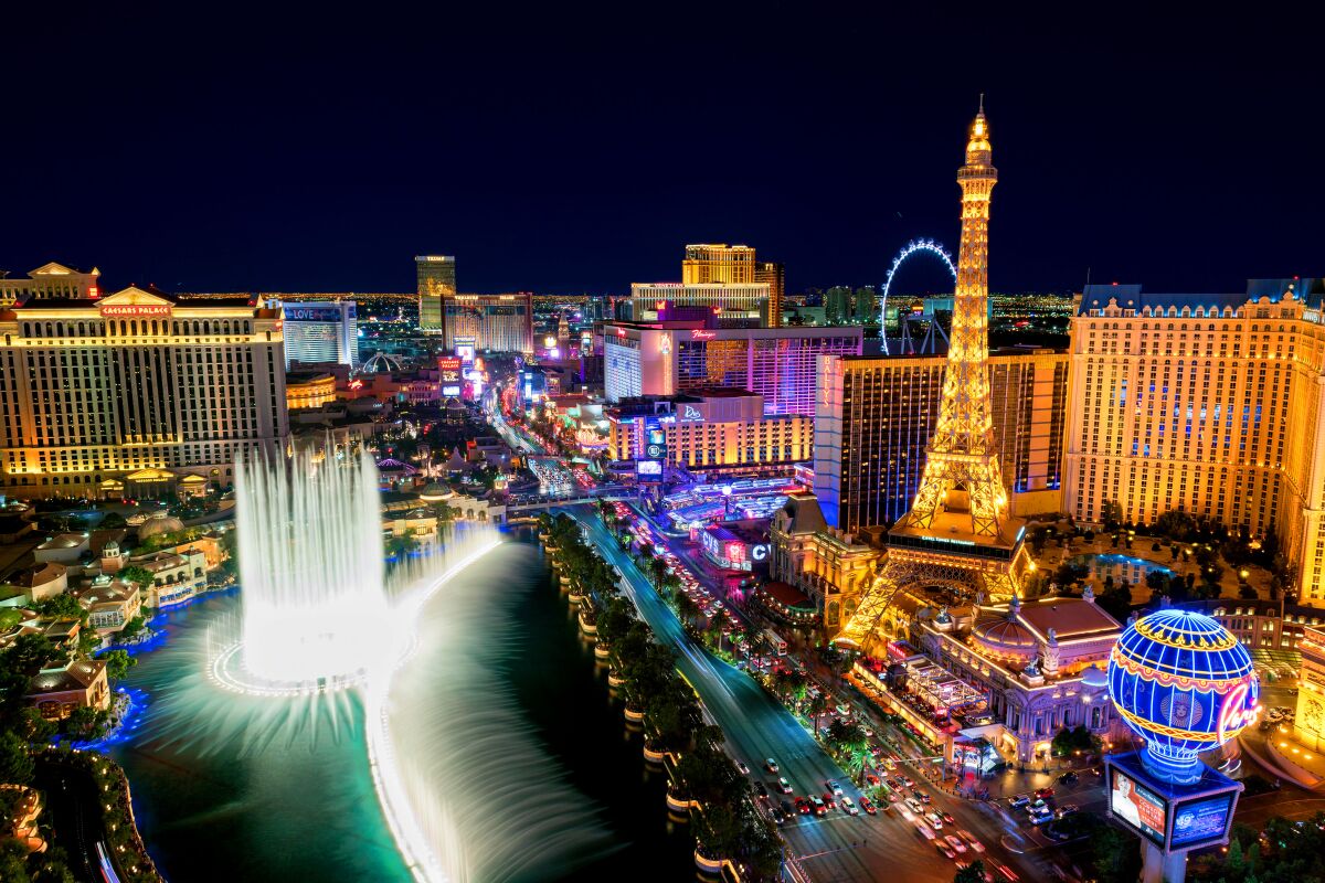 The skyline of the Las Vegas Strip.