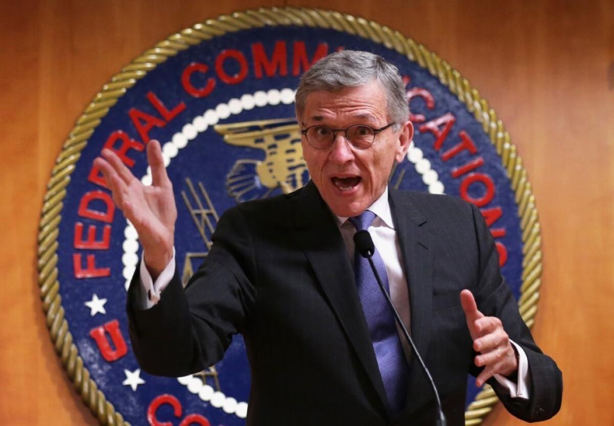 Federal Communications Commission Chairman Tom Wheeler is seen speaking during a news conference on Thursday on the agency's proposed net neutrality rules.