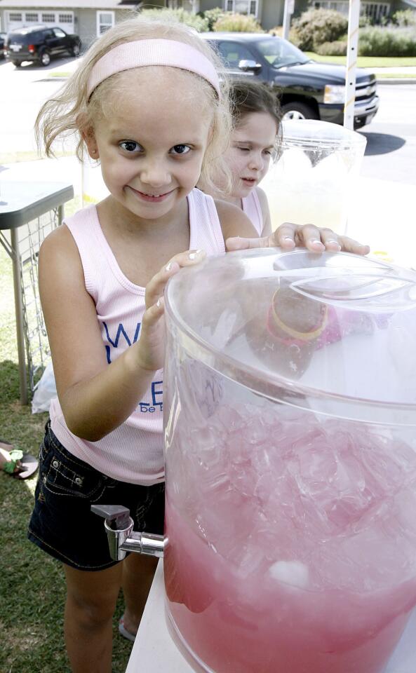 Six-year old Aleyna Doche, of Burbank, set up a lemonade stand at 6th St. and Scott Rd. in Burbank to raise funds for Alex's Lemonade Stand Foundation on Saturday, Sept. 29, 2012. Doche has kidney cancer and is in treatment at this time.