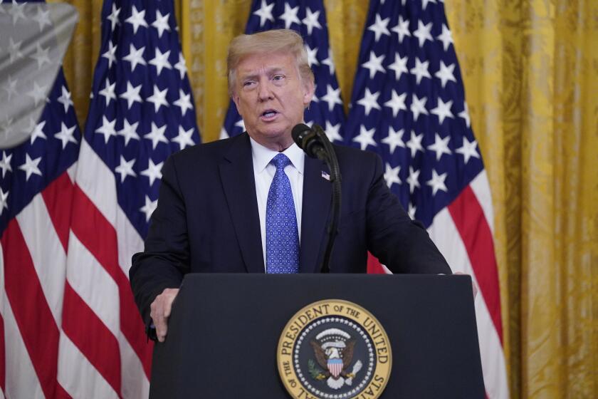 President Donald Trump speaks during an event on "Operation Legend: Combatting Violent Crime in American Cities," in the East Room of the White House, Wednesday, July 22, 2020, in Washington. (AP Photo/Evan Vucci)