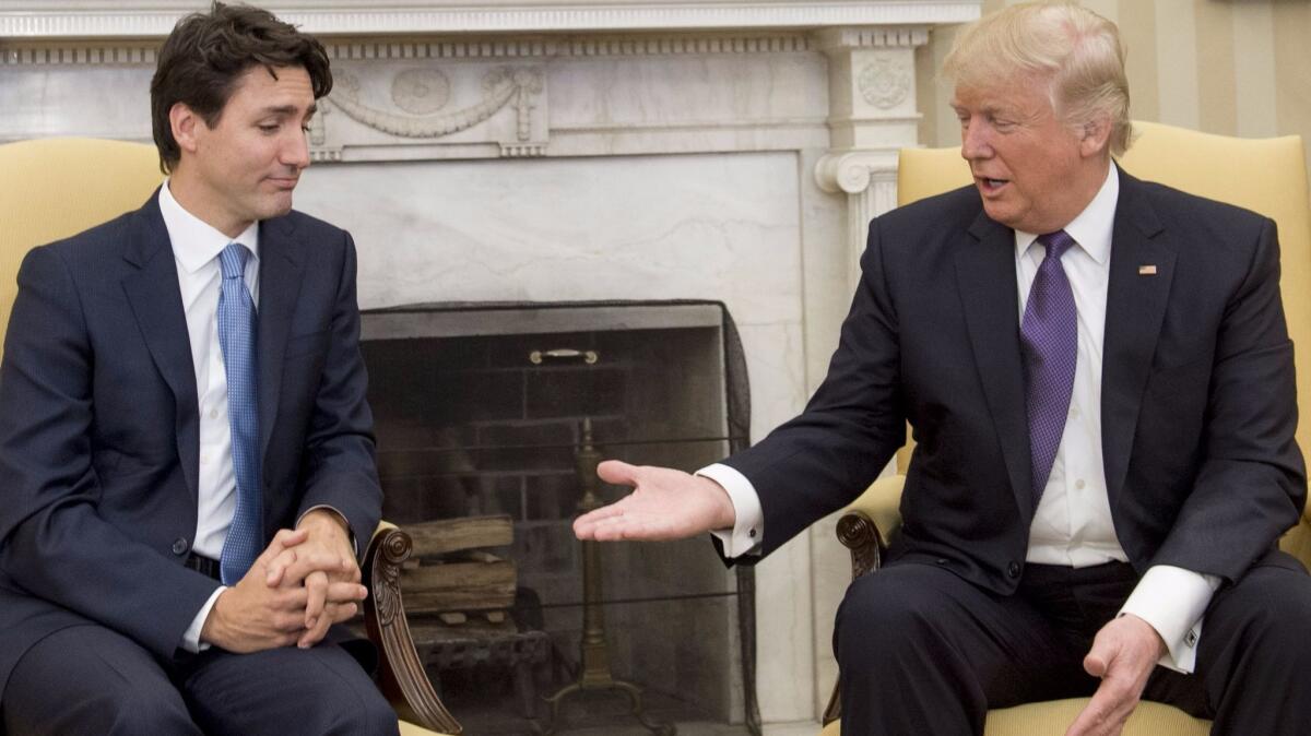 President Trump and Canadian Prime Minister Justin Trudeau (Saul Loeb / AFP/Getty Images)