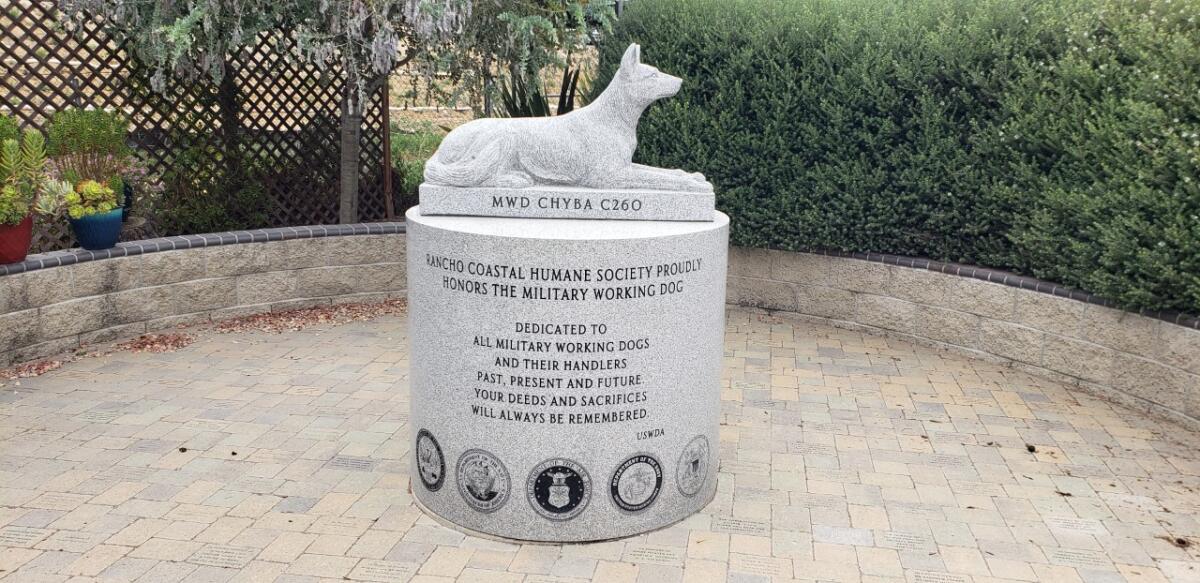 A tribute to military working dogs is at Rancho Coastal Humane Society in Encinitas.