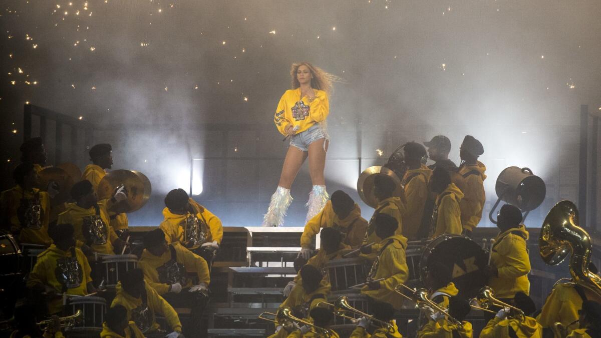 Beyonce Knowles onstage Saturday at the Coachella Valley Music and Arts Festival.
