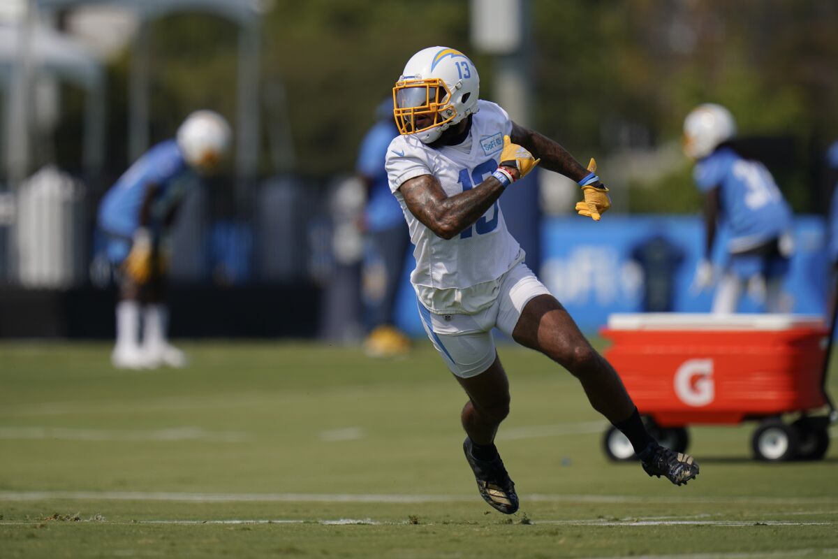 Chargers wide receiver Keenan Allen runs a route during training camp.