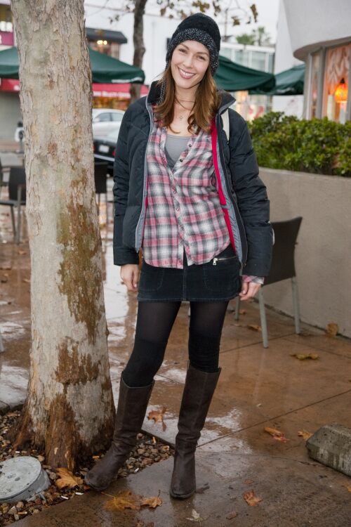 "I don't go outside without a hat on," says Louise Griffith of her "hobo chic" style. She further protects herself from the elements with a jacket and knee-high socks. MORE FASHION SCENES: Sunset Junction Westfield Century City shopping mall Santa Monica's Third Street Promenade Santee Alley Old Pasadena Los Angeles' Third Street neighborhood Abbot Kinney, Venice Melrose Trading Post