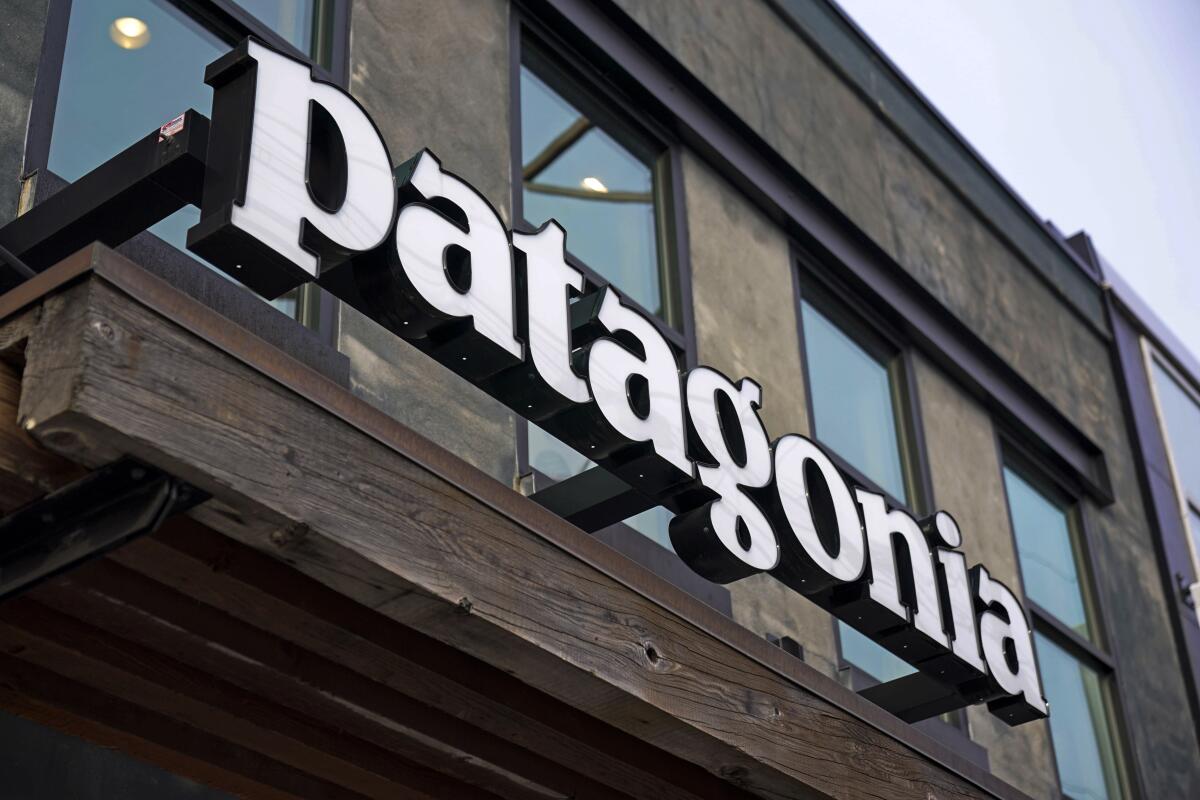 A Patagonia store sign.
