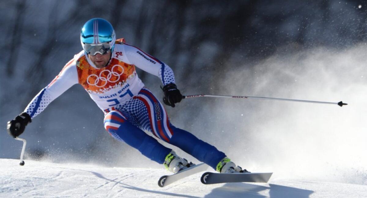 Alexander Glebov of Russia finished 40th in Thursday's downhill training run.