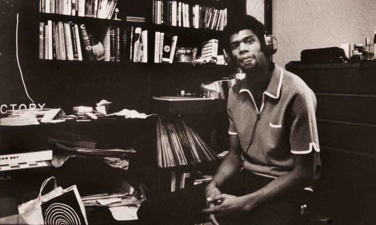Kareem Abdul-Jabbar with his music collection in 1969.
