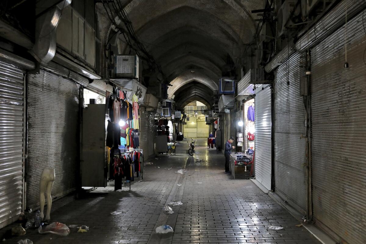 Tehran's Grand Bazaar was mostly closed on Tuesday.
