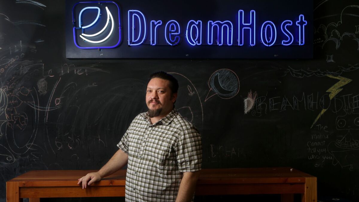 DreamHost CEO Michael Rodriguez is seen at his office in Los Angeles.