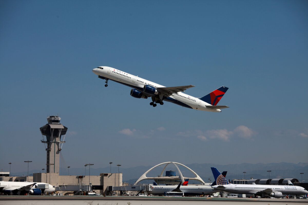 A Delta jet taking off from LAX.