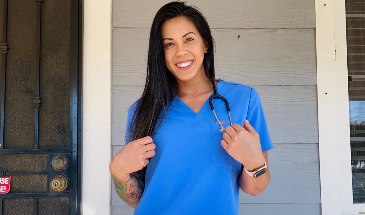 Former Navy nurse Cynthia Lam expects to work through June as an ICU nurse at a hospital in Connecticut, just outside of New York City, helping COVID-19 patients.