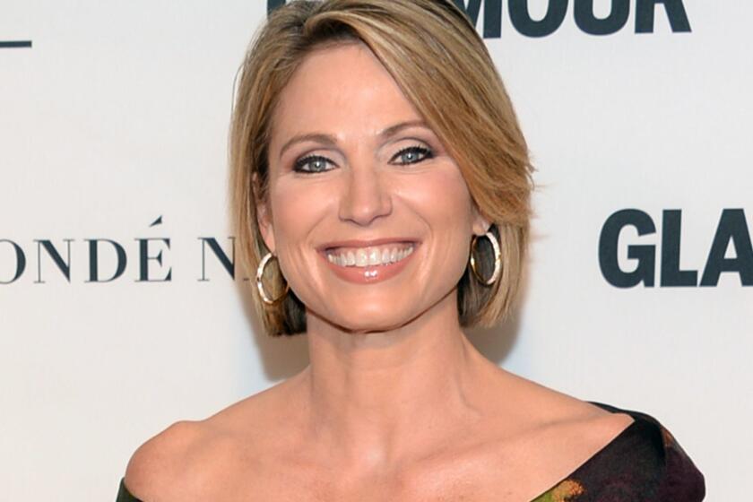 FILE - In this Nov. 9, 2015 file photo, Amy Robach attends the 25th Annual Glamour Women of the Year Awards in New York. Robach has apologized for using a term for African Americans on Mondayâs broadcast of the ABC program. After the broadcast, Robach released a statement explaining she had meant to say âpeople of color.â She called the incident âa mistakeâ and ânot at all a reflection of how I feel or speak in my everyday life.â (Photo by Evan Agostini/Invision/AP, File)