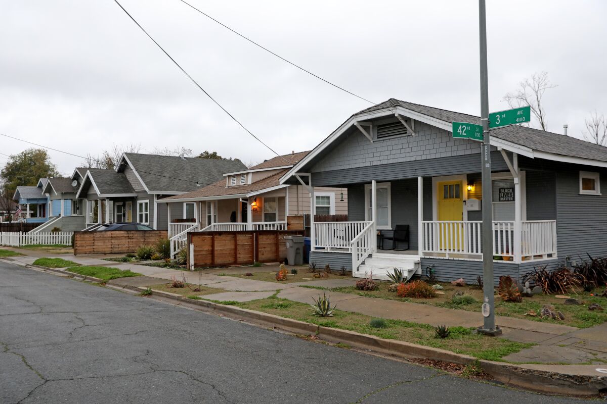 Homes in Sacramento's Historic Oak Park neighborhood in January.