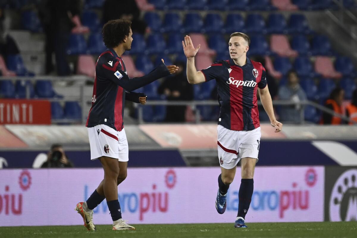 Fans of Bologna during the italian soccer Serie A match Bologna FC