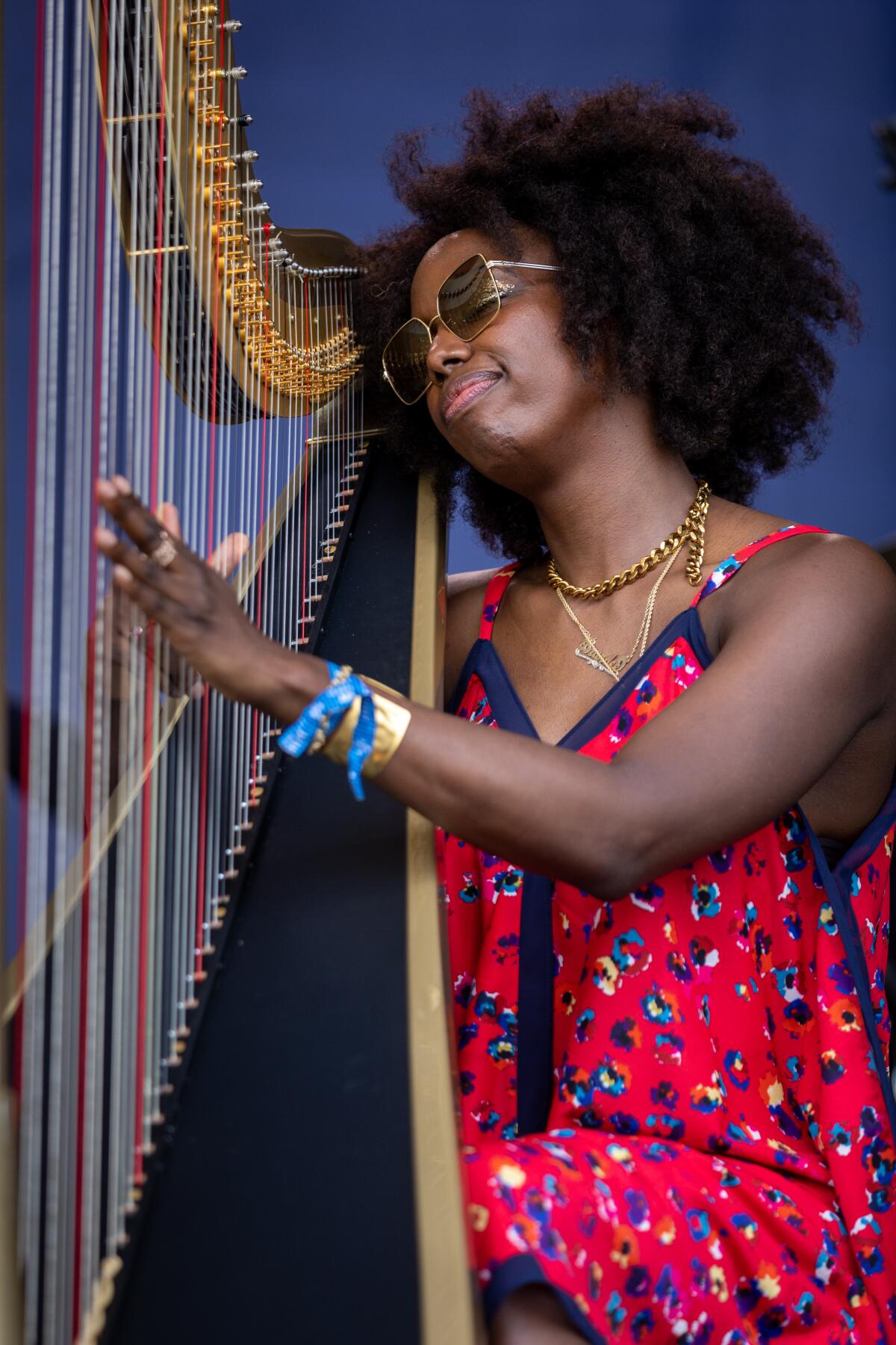 Harpist Brandee Younger at the 2022 Newport Jazz Festival in Rhode Island.