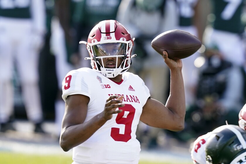 Indiana quarterback Michael Penix Jr. throws against Michigan State on Saturday.