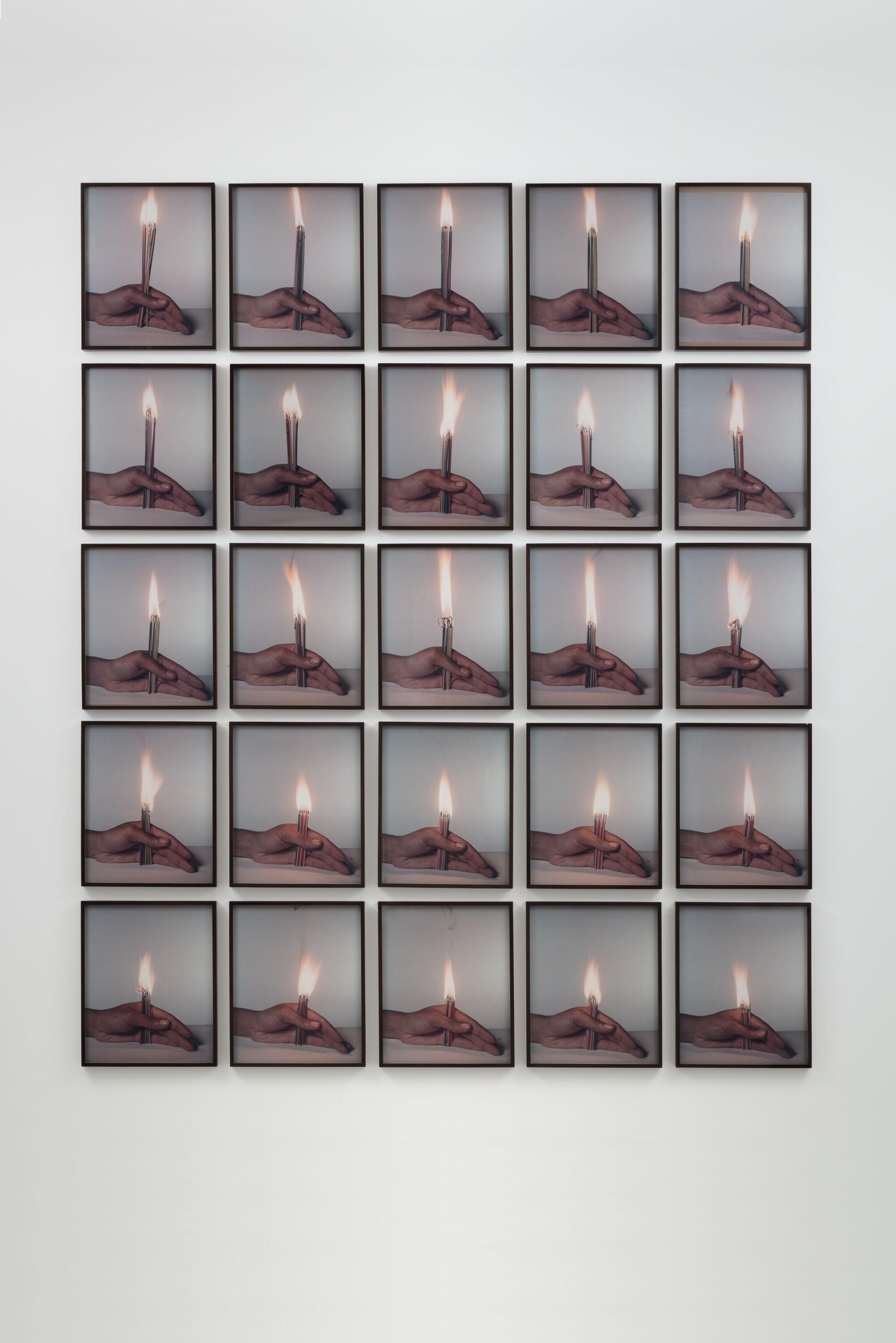 "Twenty Five Candles" Polaroid prints by Lorna Simpson.