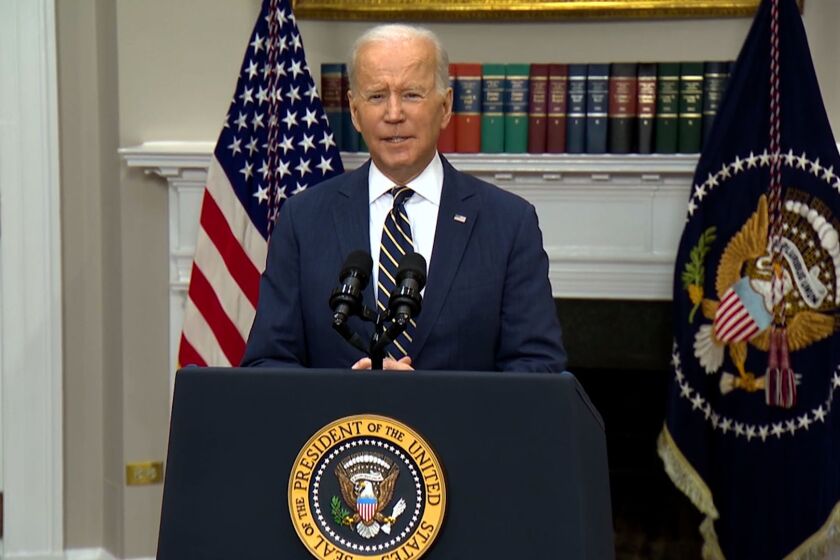 WHITE HOUSE, President Biden says the U.S. and European sanctions are "crushing Russia's economy" and credit rating agencies have downgraded Russia's currency to "junk status."