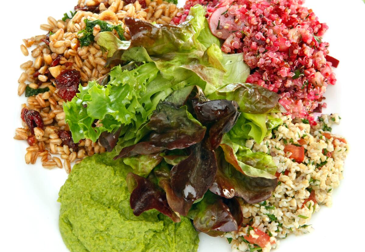 Tender Greens' happy vegan salad is actually a combo plate of salads. Recipe