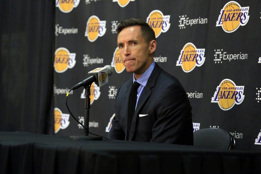 Steve Nash announces his retirement at a news conference at the Lakers practice facility in El Segundo on Tuesday.