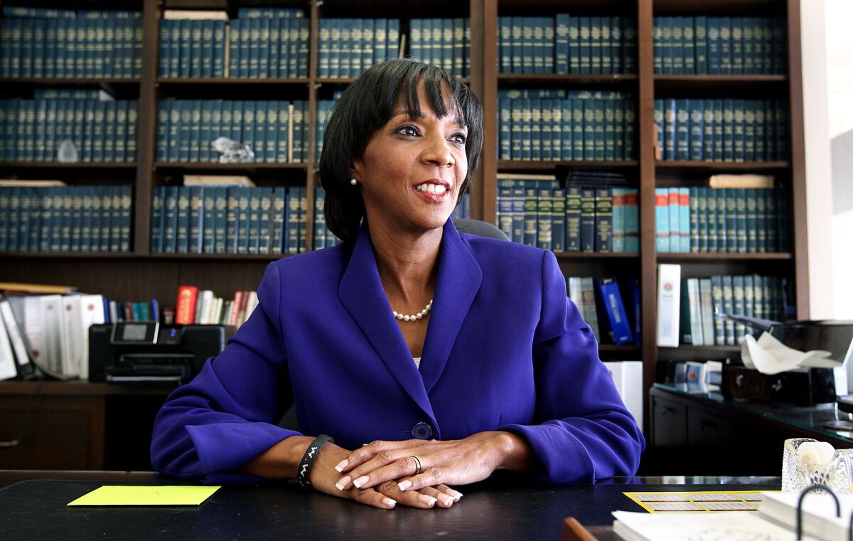 L.A. Dist. Atty. Jackie Lacey in her office in 2012.