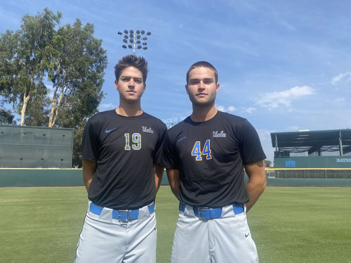 Brothers Jared (left) and Kyle Karros at UCLA in 2022.