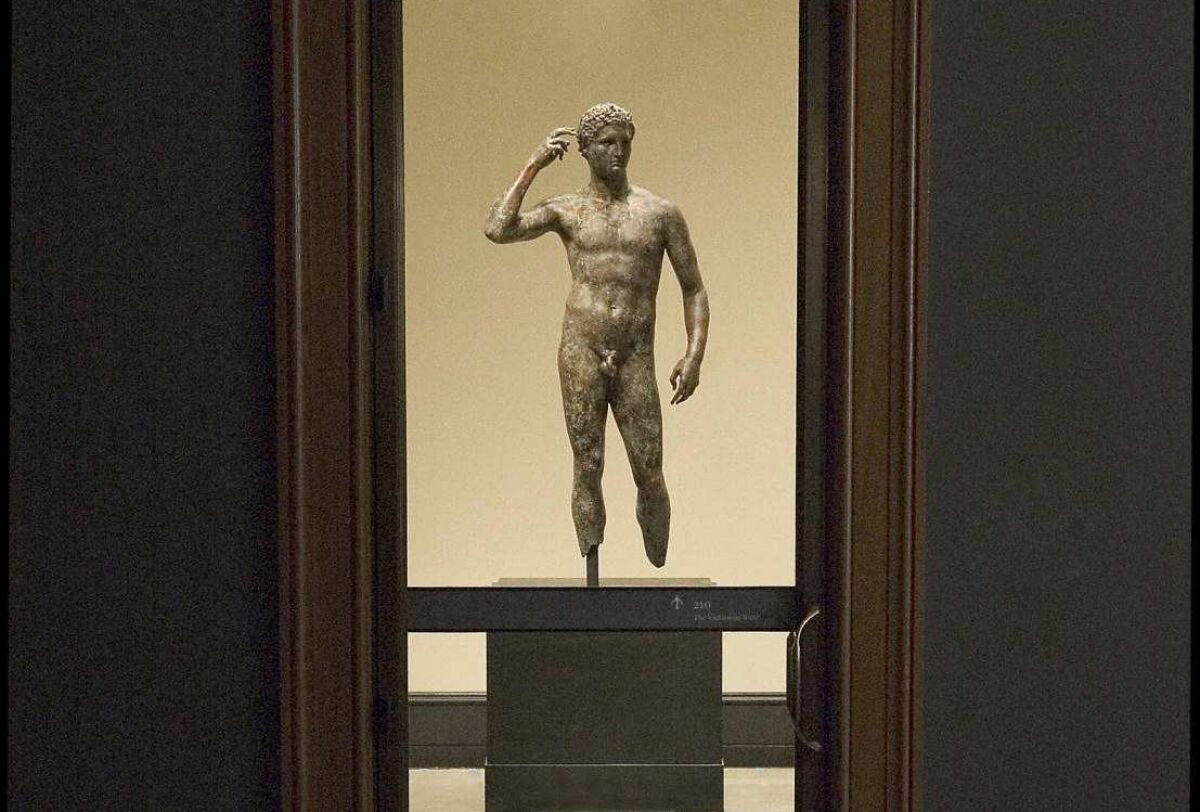 The 'Getty Bronze' on display at the Getty Villa in Pacific Palisades.