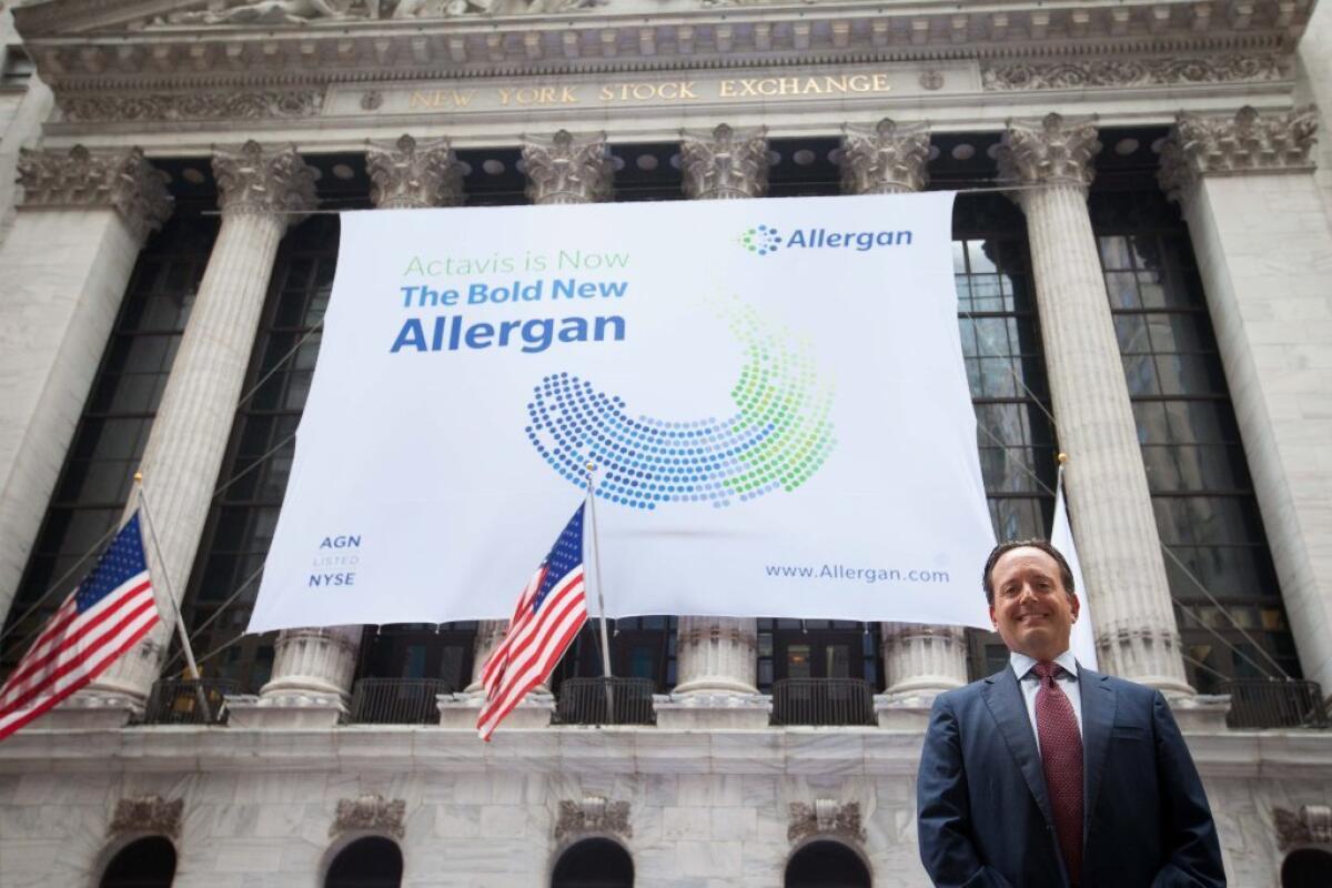 Allergan Chief Executive Brent Saunders at the New York Stock Exchange on June 15. His firm is buying Kythera Biopharmaceuticals Inc.