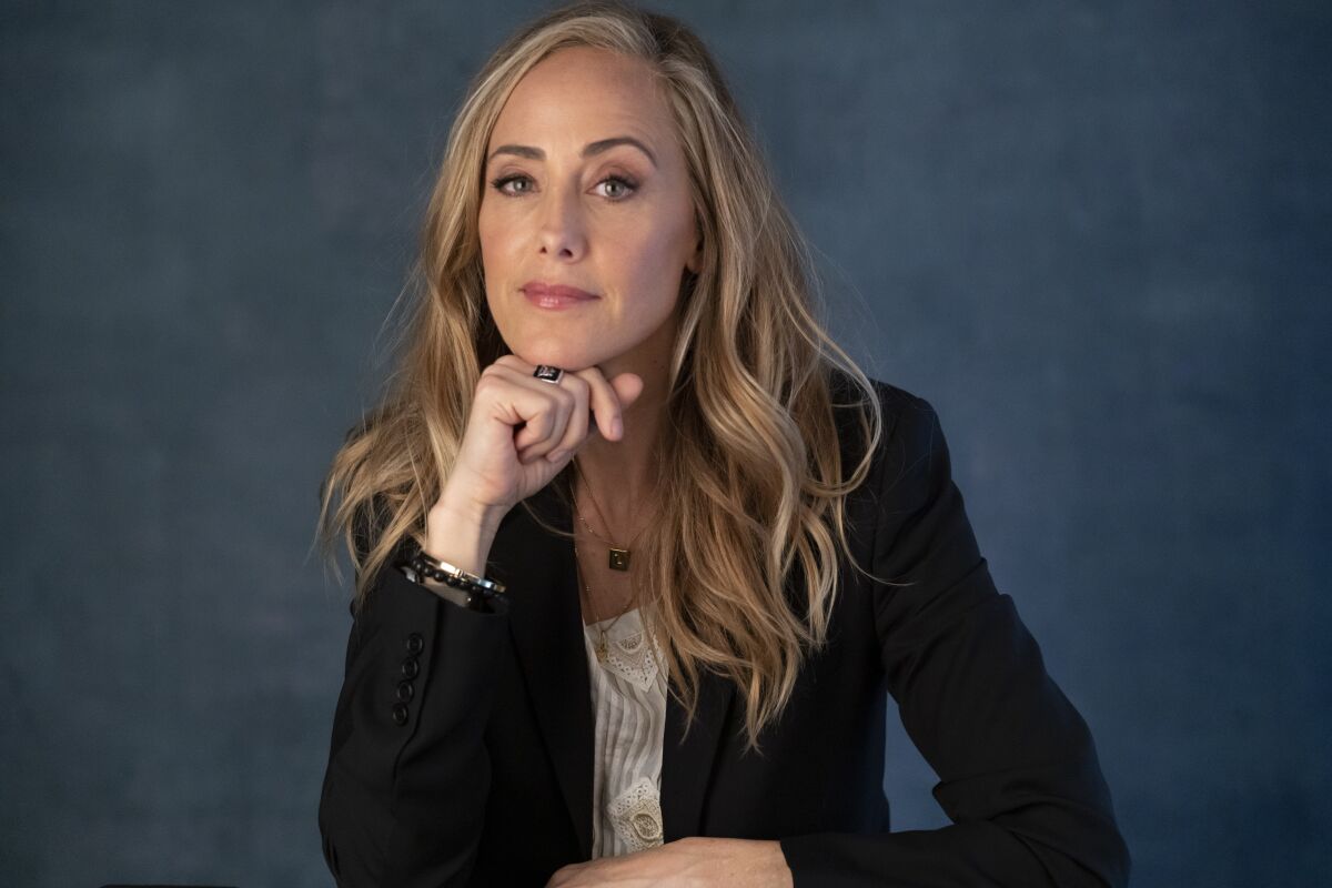 Kim Raver poses for a portrait on Tuesday, March 21, 2023, in Los Angeles to promote her series "Grey's Anatomy." Raver, who portrays surgeon Teddy Altman, has directed “Training Day,” an episode that focuses on reproductive rights. It airs on Thursday. (AP Photo/Richard Vogel)