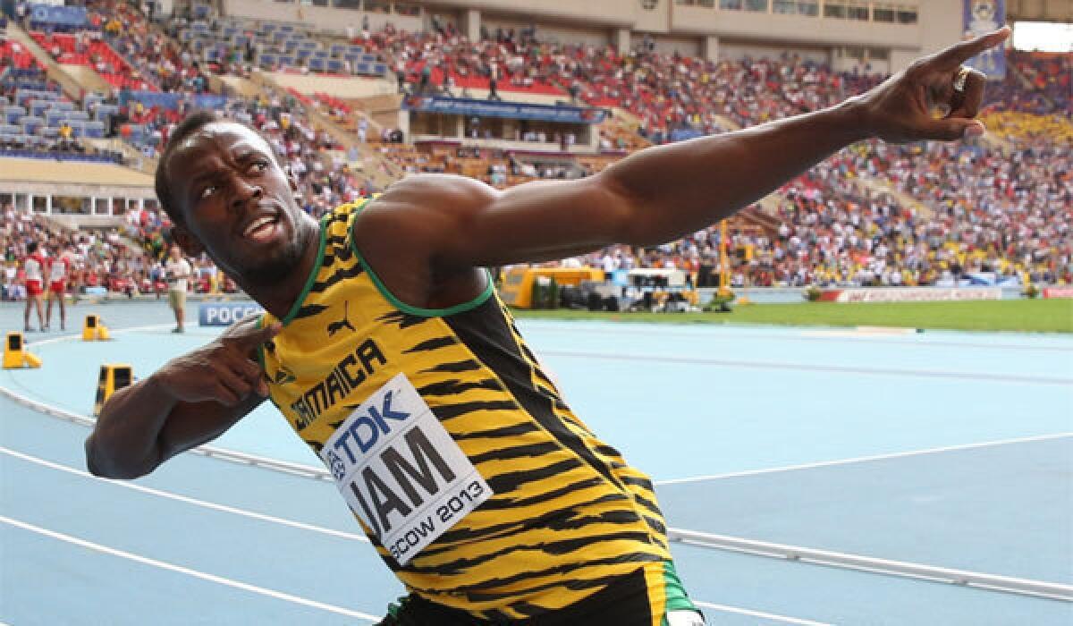 Jamaica's Usain Bolt, shown celebrating after winning the men's 400-meter relay final at the 2013 IAAF World Championships in Moscow, will not race at a Diamond League event in June.