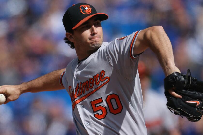 Baltimore Orioles starter Miguel Gonzalez delivers a pitch during a game against the Toronto Blue Jays on Sept. 28.