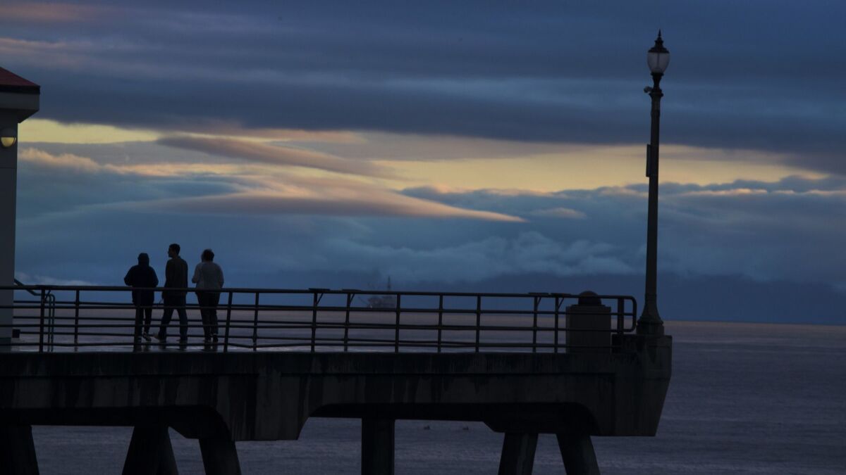 A view of the end pier in Huntington Beach, Calif., on March 22