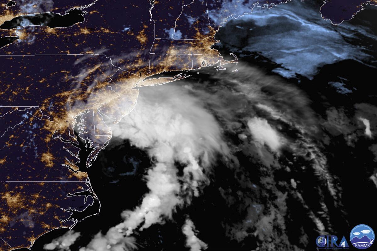 Satellite image of Tropical Storm Fay