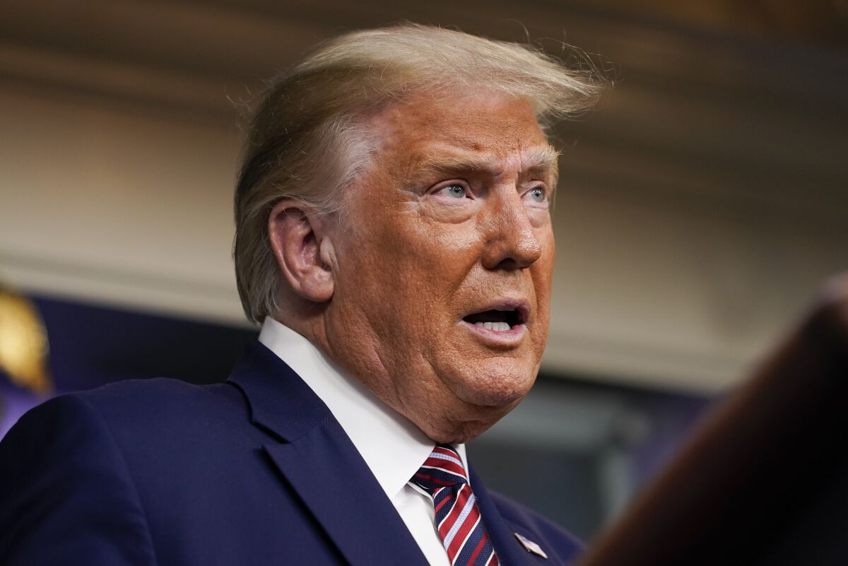President Trump speaks during a news conference at the White House on Sept. 27