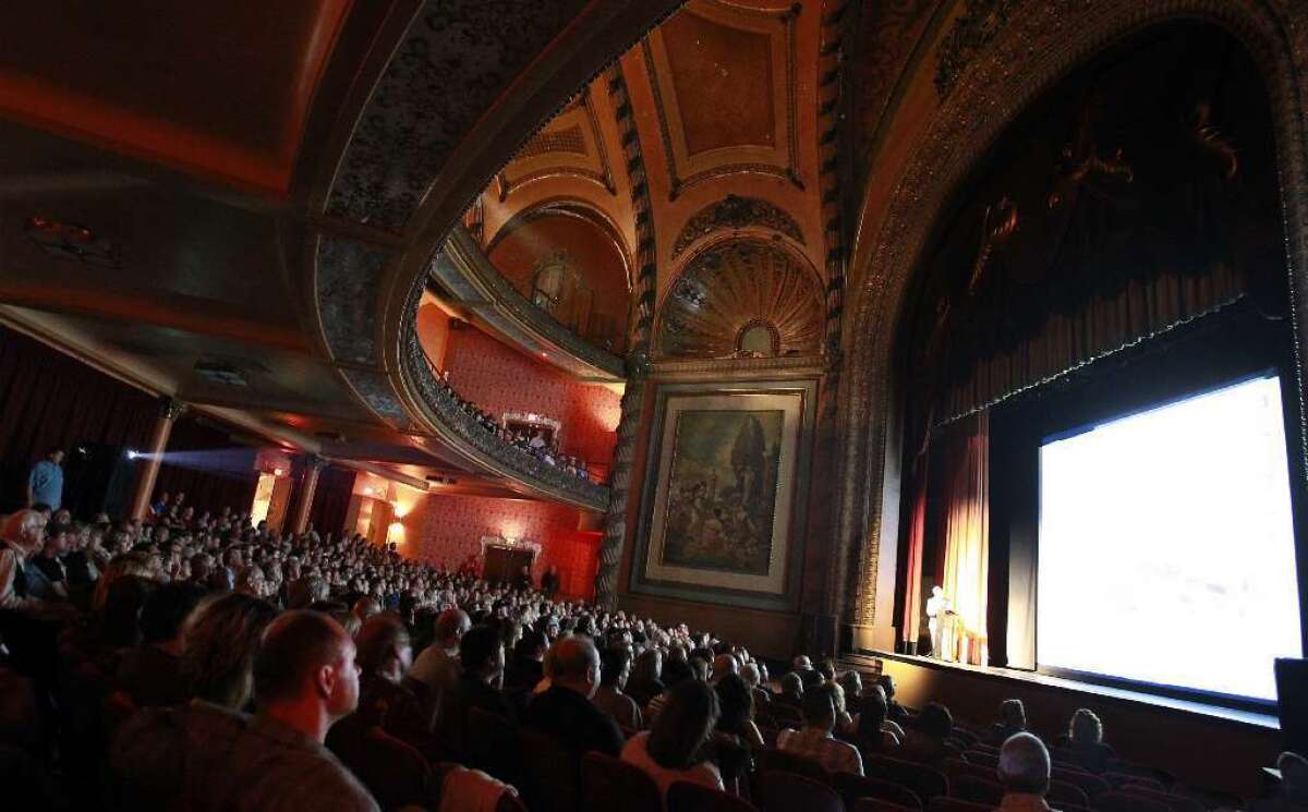 Hundreds are expected to turn out Saturday for the sixth anniversary of the Bringing Back Broadway campaign, which will include tours of some of downtown Los Angeles' historic theaters, including the Palace Theater, above.