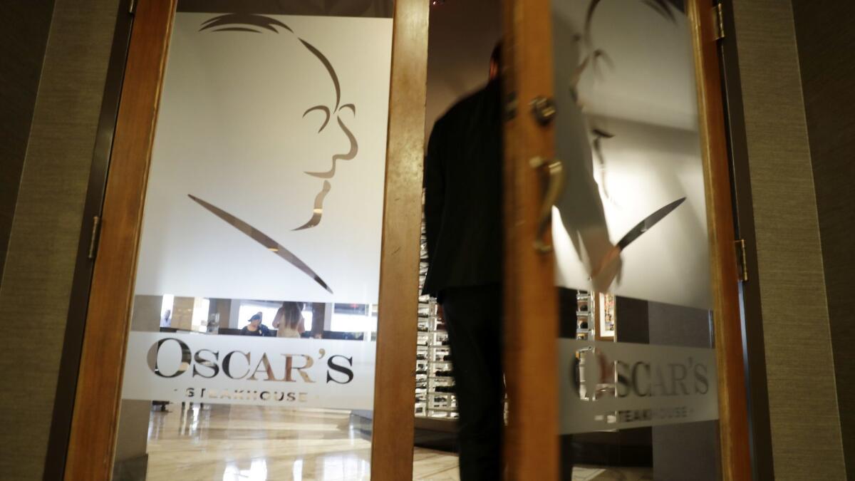 The entry to Oscar's Steakhouse at the Plaza.