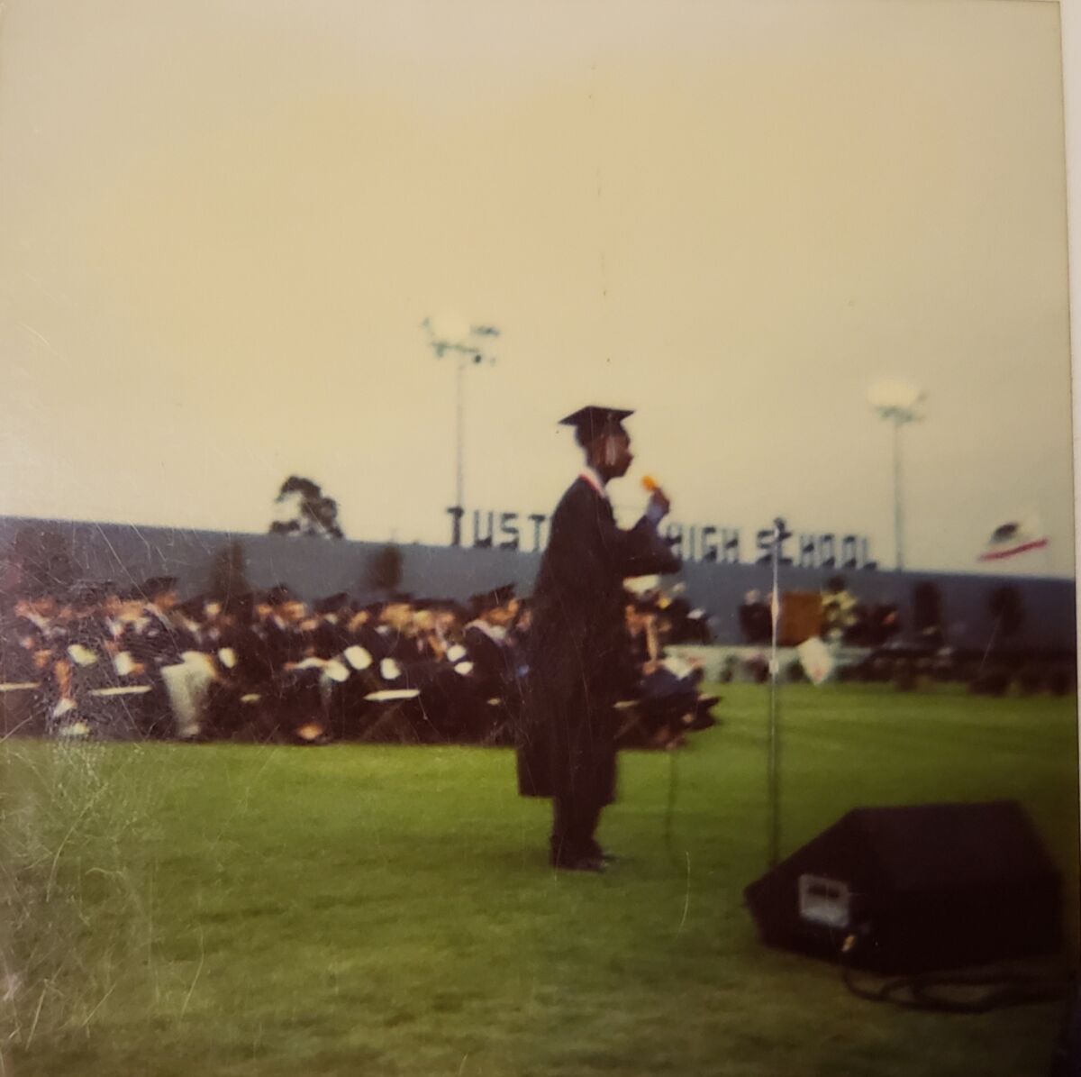 TyRon Jackson, singing at the Tustin High School Class of 2000 graduation.