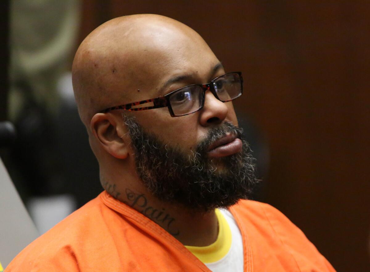 Former rap mogul Marion "Suge'' Knight appears in a Los Angeles court on April 8, 2015.