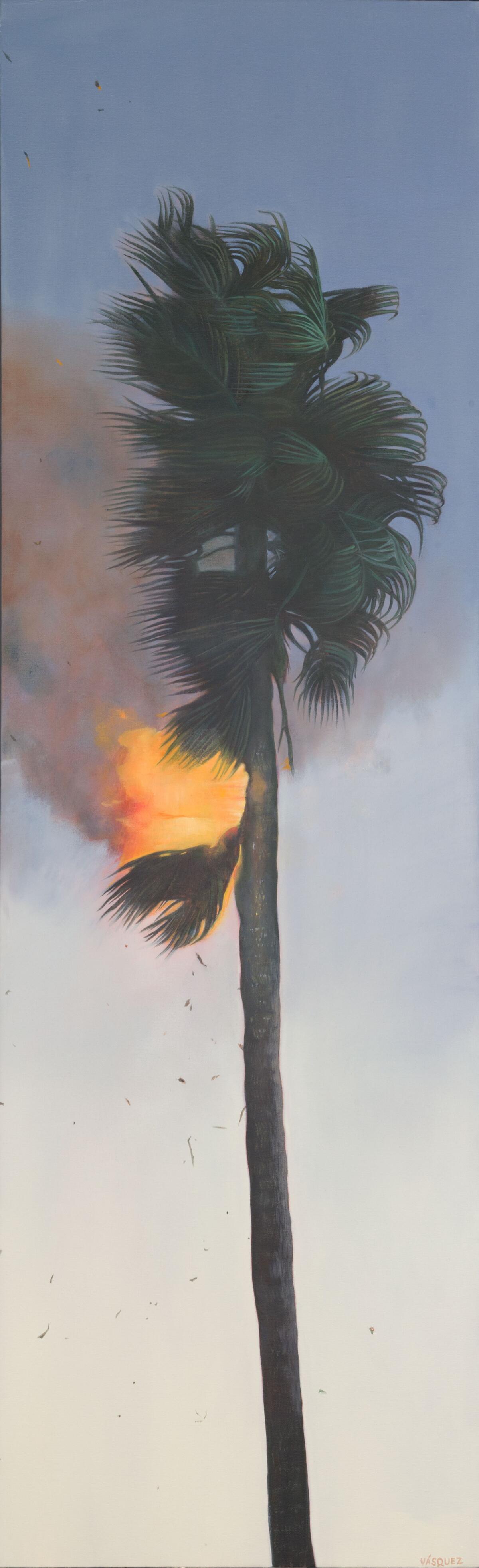 "Hello Mr. Soul II," a painting of burning palm by Southern California artist Perry Vasquez.