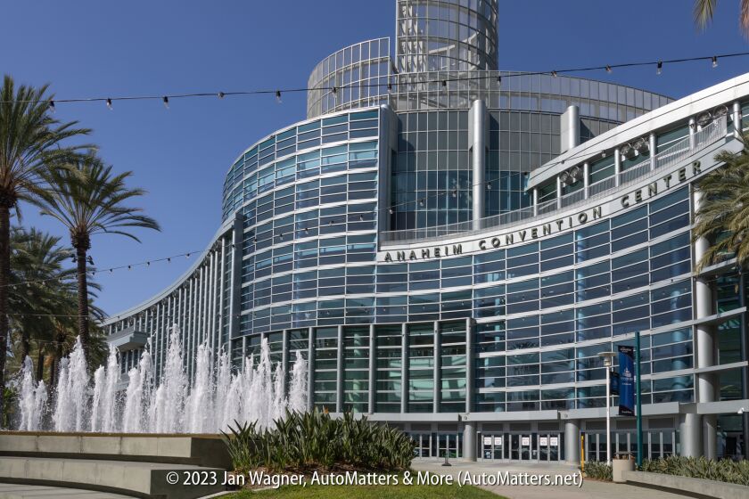 The exterior of the Anaheim Convention Center.