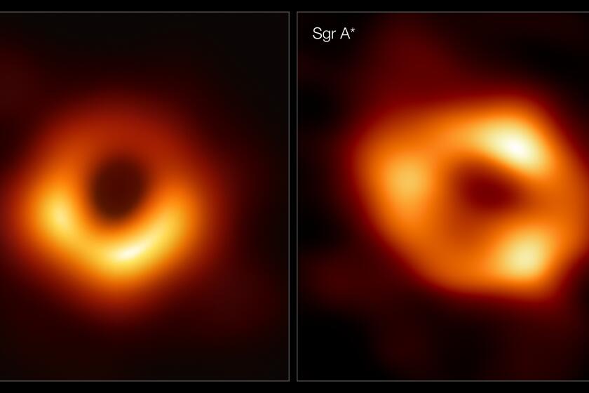 The supermassive black holes at the center of the Messier 87 galaxy (left) and the Milky Way (right).