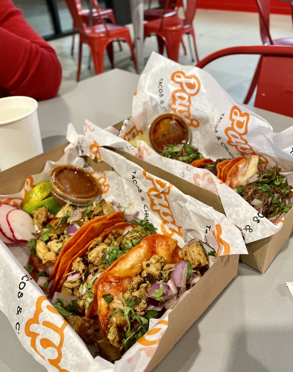 The tacos at the family-owned Papi Tacos & Churros on South Main Street in Santa Ana.