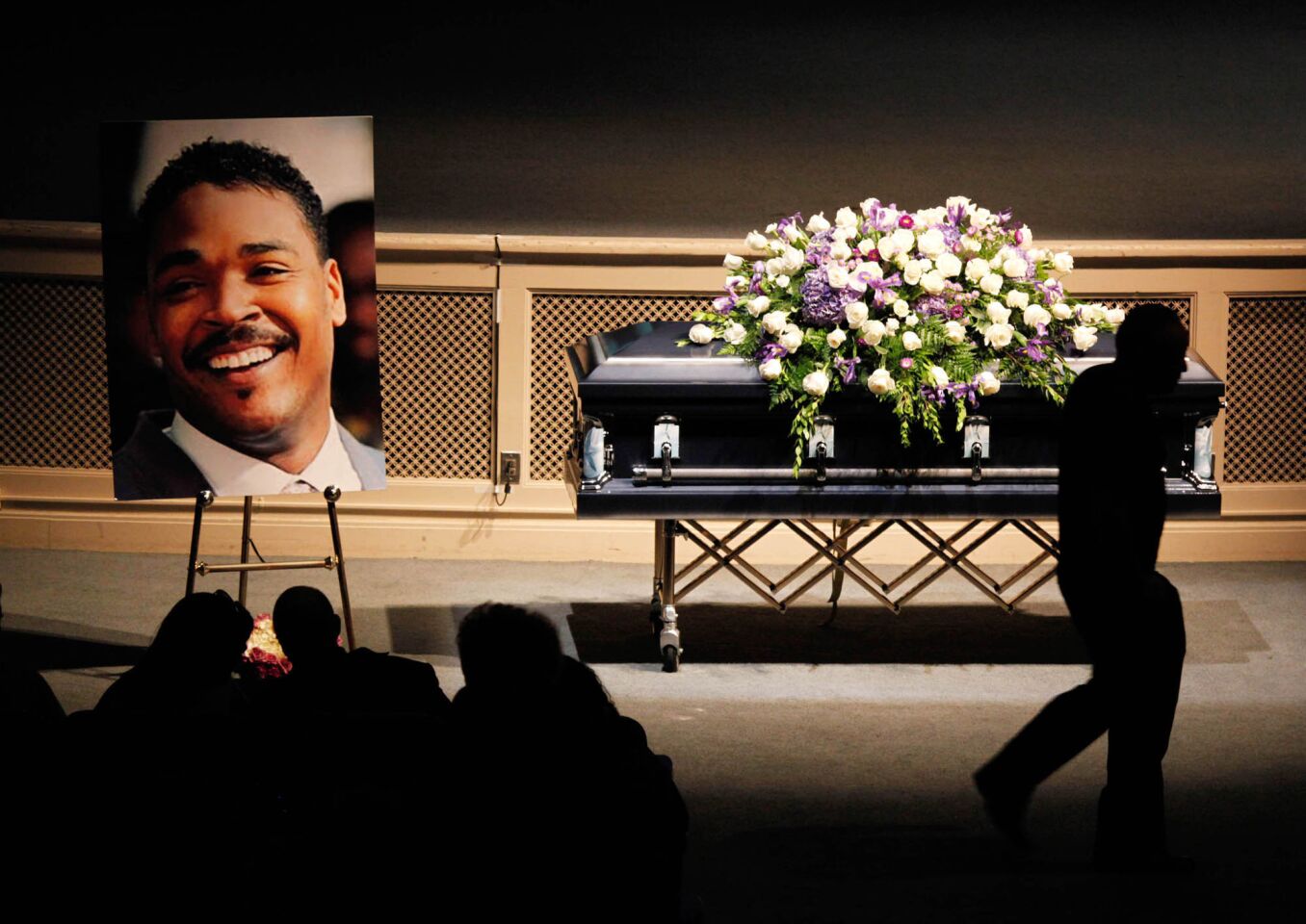 A memorial service for Rodney King, whose videotaped beating by Los Angeles police officers led to the worst urban riots in a generation and spawned widespread reforms, at Forest Lawn Hollywood Hills cemetery on June 30, 2012, some two weeks after he was found dead in his swimming pool.