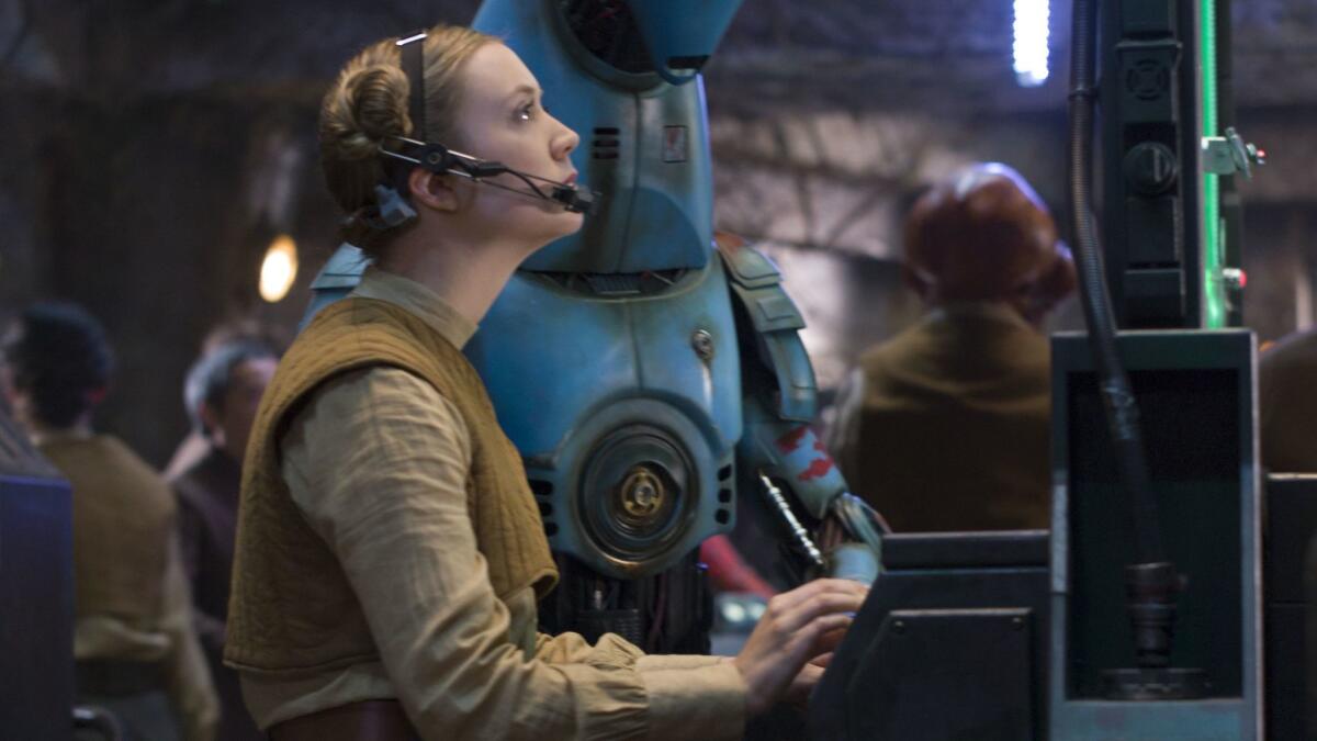 Billie Lourd in "Star Wars: The Force Awakens."