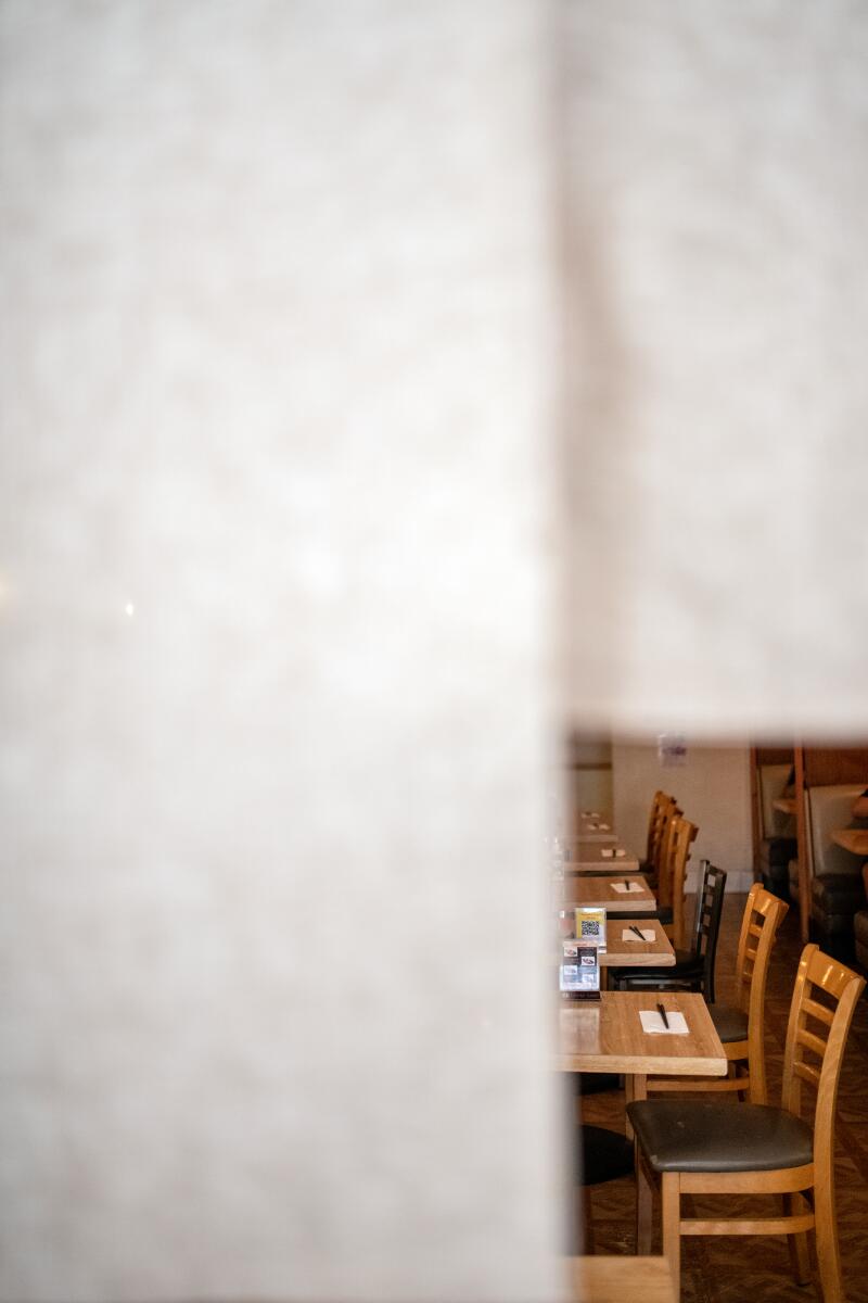 A look at the tables and chairs inside the old Suehiro Cafe.