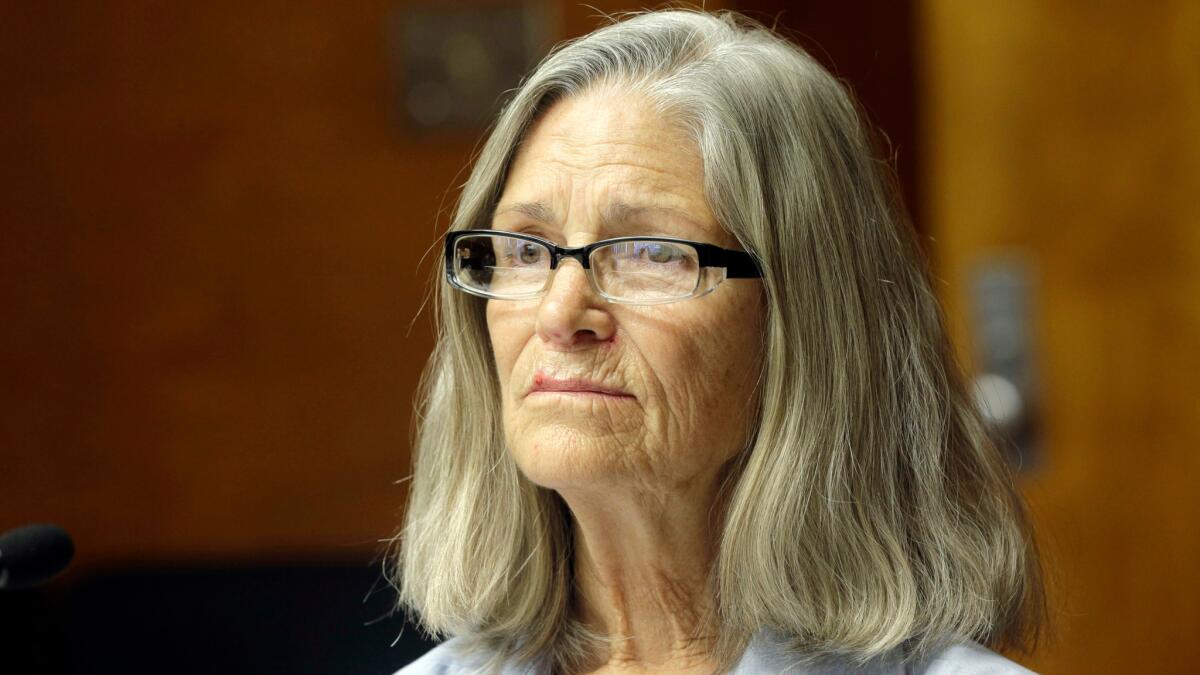 A judge on Thursday dealt a blow to Leslie Van Houten's efforts to be paroled. The former Manson follower is shown here at an April hearing.